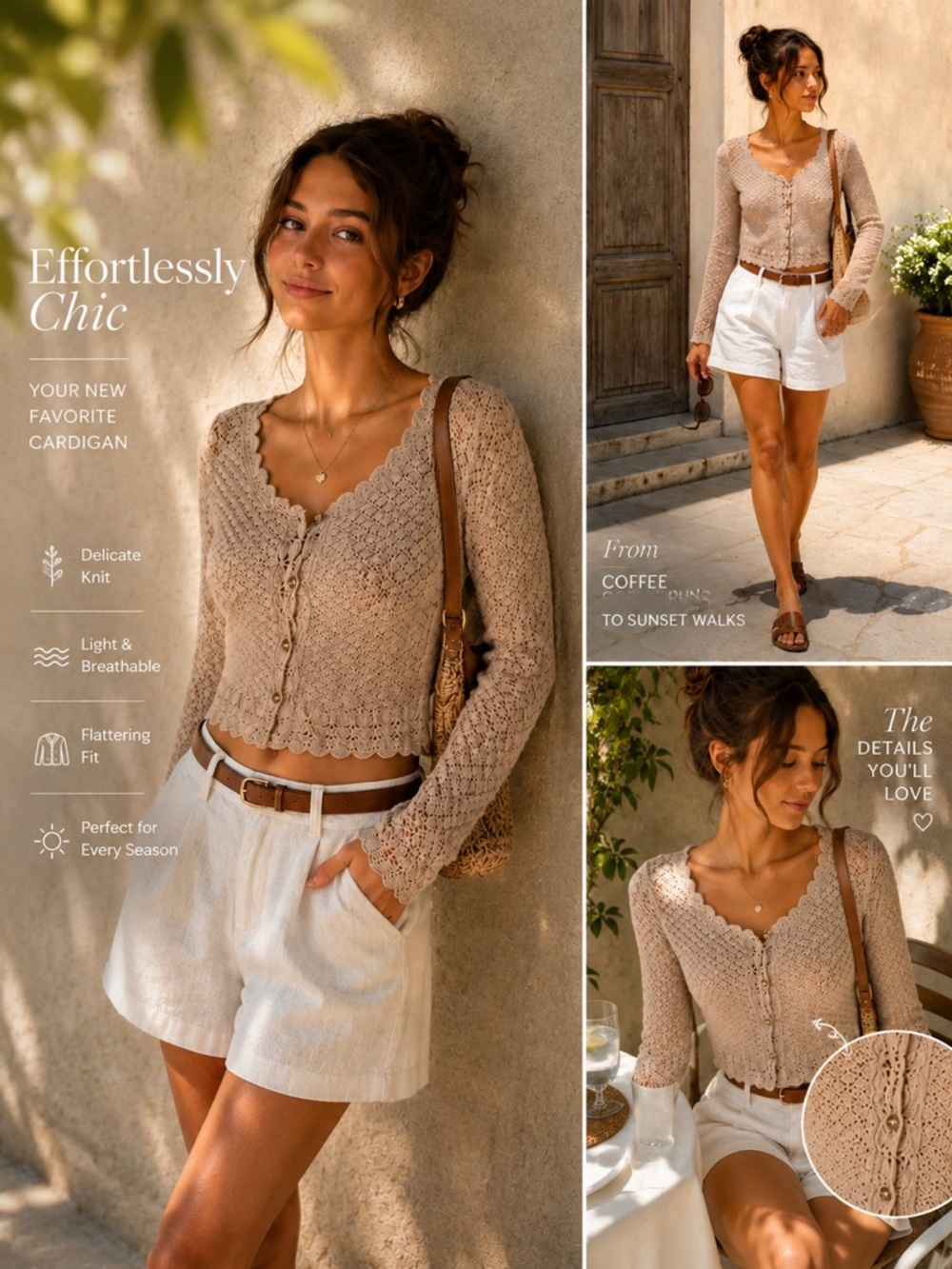 Elie Tahari Cotton Crochet Cardigan XS Cottagecore Romantic Sweater
